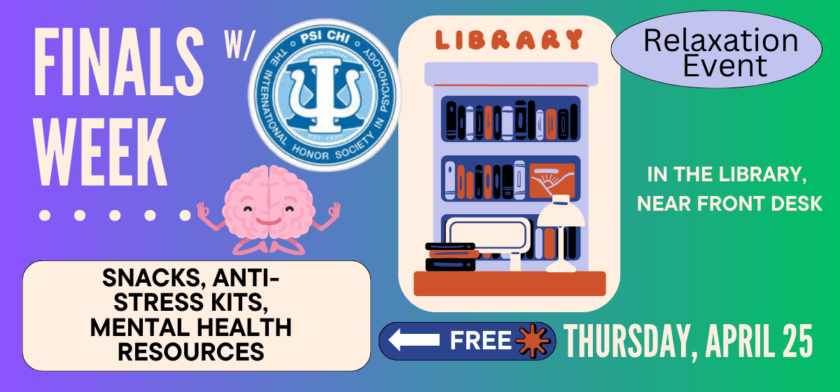 Stop by the Library for finals activities April 25th
